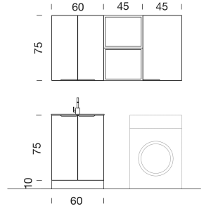 UP#028 Mobile lavanderia da 60cm + pensili da 45+45cm