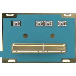 Sigma50 | Placca con 2 pulsanti per cassetta WC, colore Personalizzabile-Ottone 