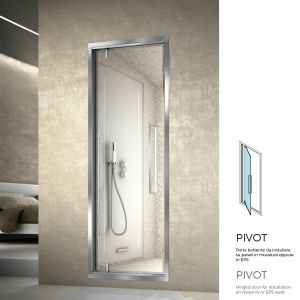 PV Porta battente pivot da 70cm per bagno turco, vetro trasparente, vari profili 